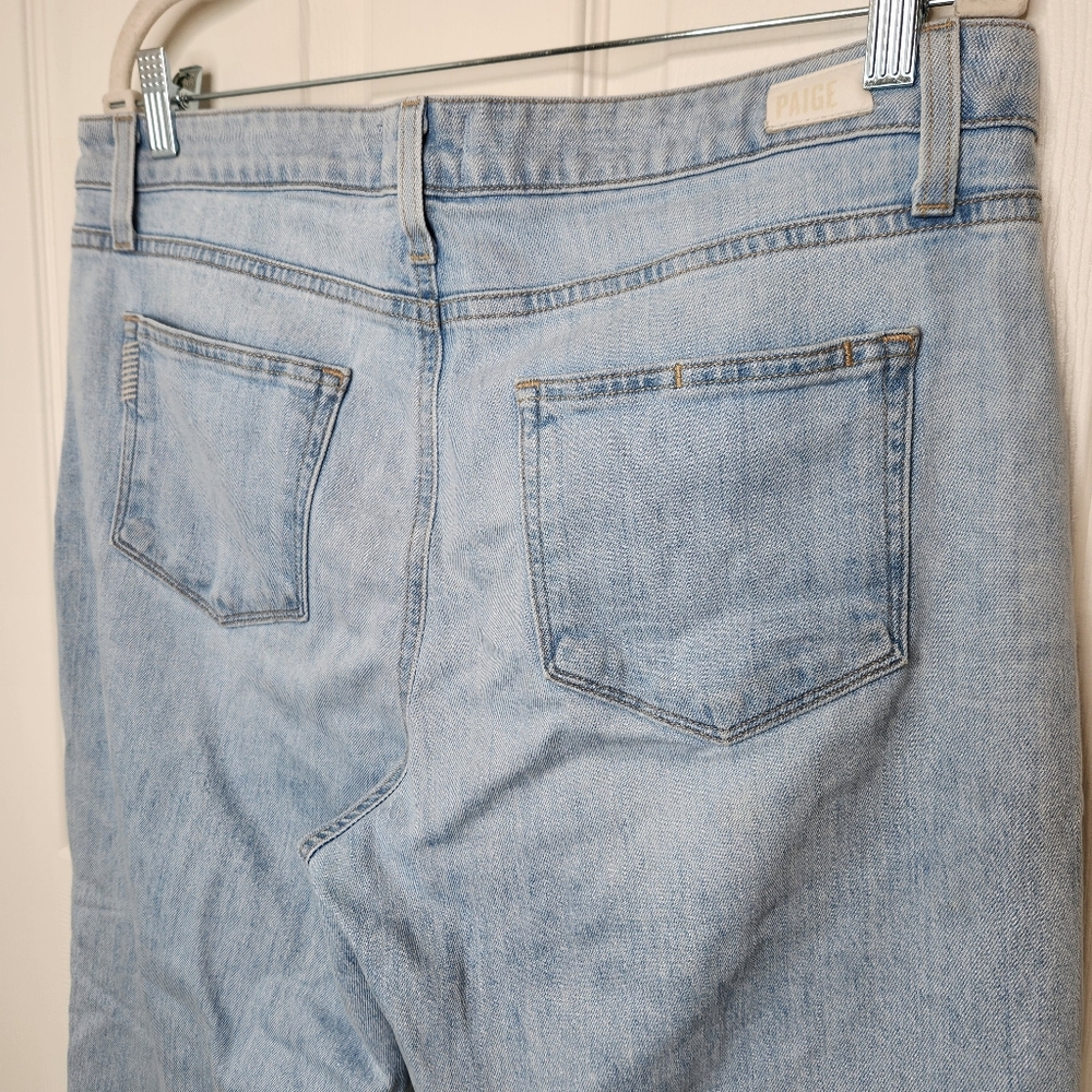 PAIGE Nellie Light Wash Jeans Natural Raw Hem Crop Wide Leg Size 31 - Picture 6 of 12